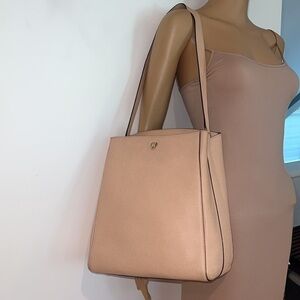 Valextra Brera Shoulder Bag Nude Beige Pebbled Leather